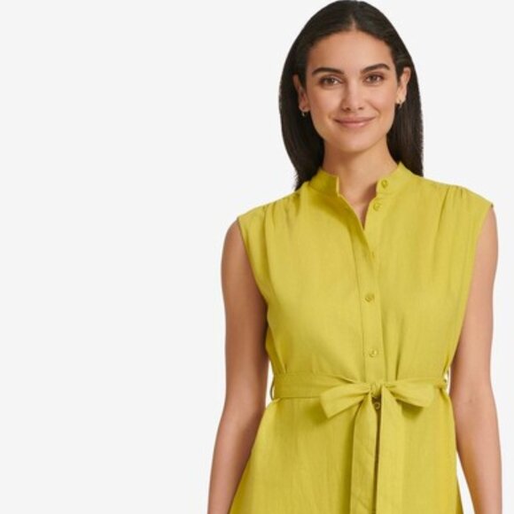 Calvin Klein, Sleeveless Linen Blend Maxi Shirtdress, Size 10, Like New - Picture 5 of 7